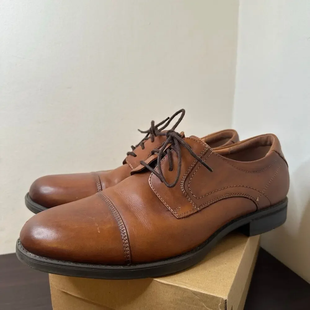 Florsheim Brown Leather Midtown Cap Toe Lace-Up Oxford Dress Shoes Size 10 Men's